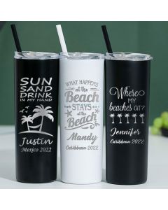 Personalized Beach Travel Cups Summer Vacation Gift Cups