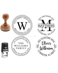 Custom Address Stamp Round Self-Inking Monogram Address Stamp