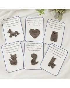 Little animals Pocket hug Wooden Token Letterbox Gift