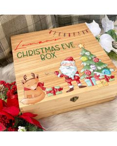 Personalised Kids Christmas Wooden Eve Box with Name