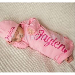 Personalized Baby Coming Home Outfit ( Gown & Baby Hat  )