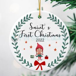 Personalized Baby's First Christmas Gift Elf Ornament