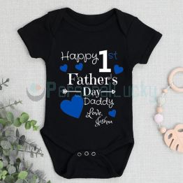 Happy 1st Father's Day Love, Name Baby Romper Onesie