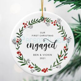 Personalized Our First Christmas Married or Engaged Ornament