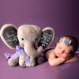 Personalized baby birth announcement keepsake elephant 