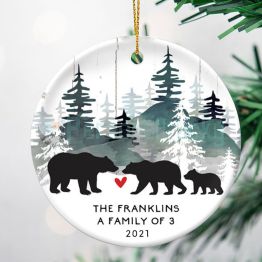Personalized Bear Family ornament Black Bear Christmas Ornament