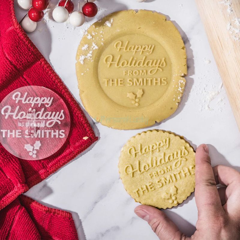 Custom Cookie Stamp Holiday Baking Stamp Family Name Stamp