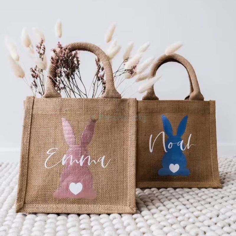 Personalized Easter bag Jute Easter Bunny named Bag