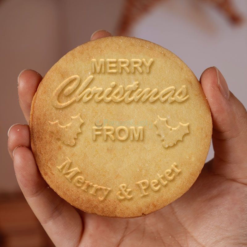 Personalized Happy Holiday Christmas Cookie Stamp