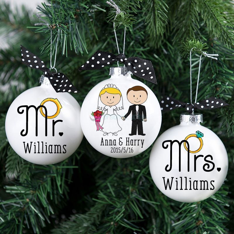 Personalized MR & MRS COUPLE ORNAMENT SET of 3