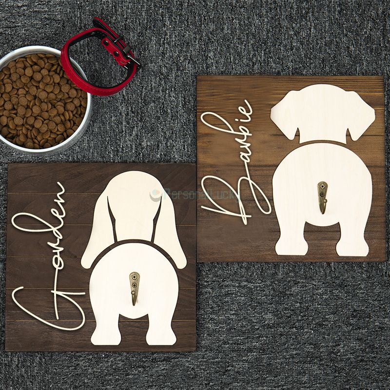 Personalized Leash Hook Wooden Dog  Leash Holder