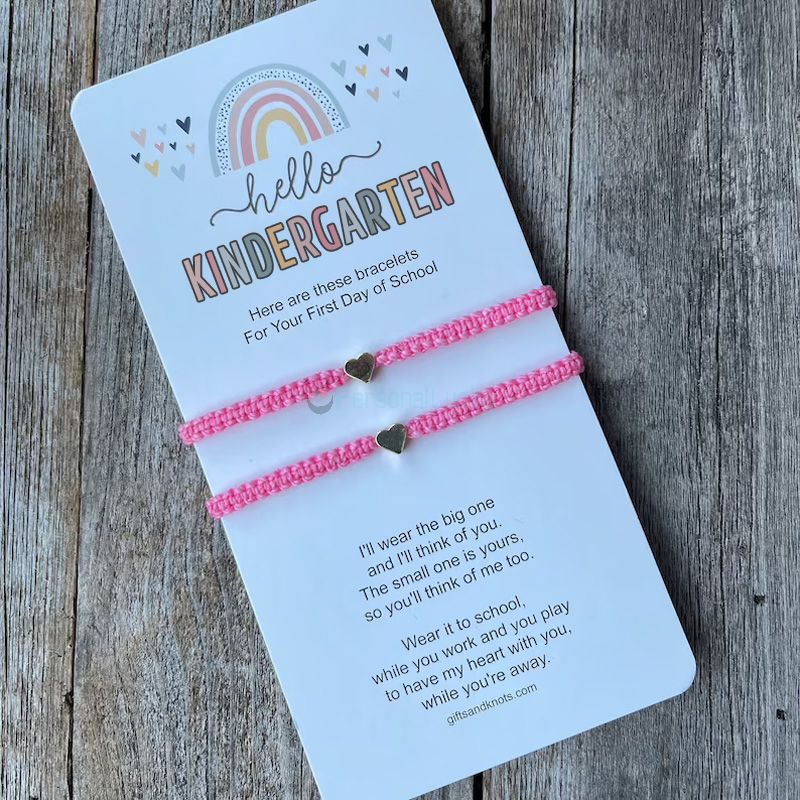 Heart Braid Matching Bracelets Mommy and Me Hello School Bracelets