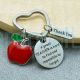 Back to School Teacher Gift Red Apple Keychain