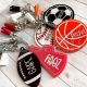 Custom Name Sports Backpack Keychain Charm, Baseball