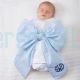 Monogrammed Newborn Infant Baby Seersucker Bow Sash
