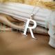 Big Initial Necklace Letter Name Pendant Sterling