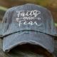 Faith over Fear religion cap distressed baseball hats