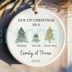 Personalized Family of Three Christmas Ornament Family Decor