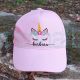 Girly Unicorn Embroidery Kids Hat with Name