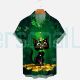 St. Patrick's Day Cartoon Black Cat Gold Short Sleeve Shirt