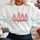 Merry Christmas Hoodie Christmas Tree Embroidery Sweatshirt