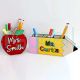 Personalized Teacher Wooden Pencil Apple Desk Pen Holder, Scissors & Pen Holder