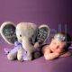 Personalized baby birth announcement keepsake elephant 