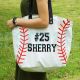 Personalized Oversize Canvas Baseball Tote Bag