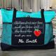 Personalized Teacher Bag, Zippered Book bag, Inspirational Phrase