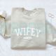 Personalized Wifey Sweatshirt Newlywed Honeymoon Present