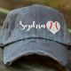 Personalized Distressed Sport Heart Hat Baseball Cap