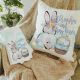 Easter wishes and bunny kisses pillow, Easter throw pillow for couch