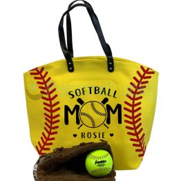 Personalized Baseball Softball Mom Gift Mother Tote Bag