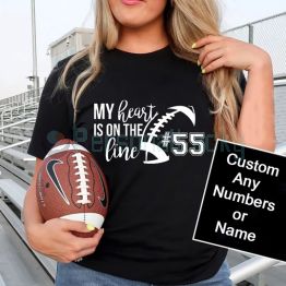 Personalized My heart is on the line Football Lover Shirt