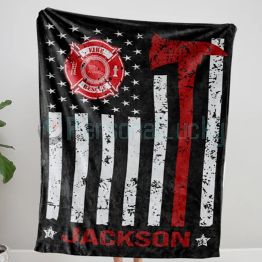 Personalized Fireman Blanket  Firefighter Gift