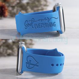 Engraved Watch Band GOD OVER EVERYTHING for Apple, Fitbit, Samsung