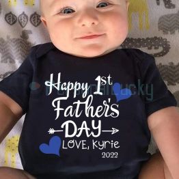 Happy 1st Father's Day Love, Name Baby Romper Onesie