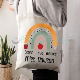 Pencil Rainbow Teacher Bag Personalized Teacher Tote Bag