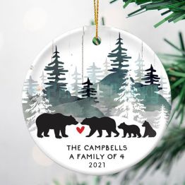 Personalized Bear Family ornament Black Bear Christmas Ornament