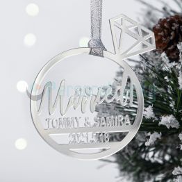 Personalized Engaged and Married Ring Ornaments Wedding Proposal Ideas